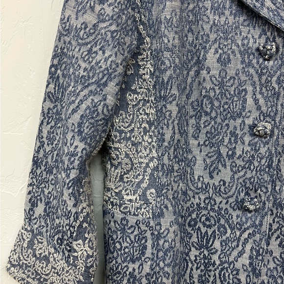J. Jill Blue Brocade Print Jacket women’s 10P - Picture 4 of 5
